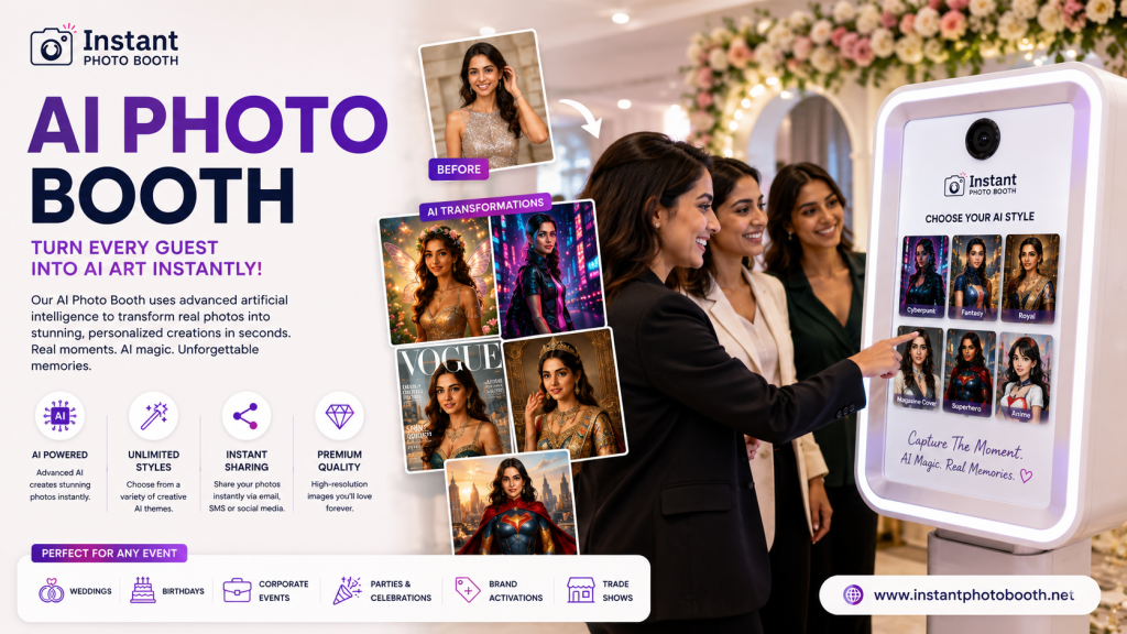AI Photo Booth at a corporate event creating AI-generated portraits