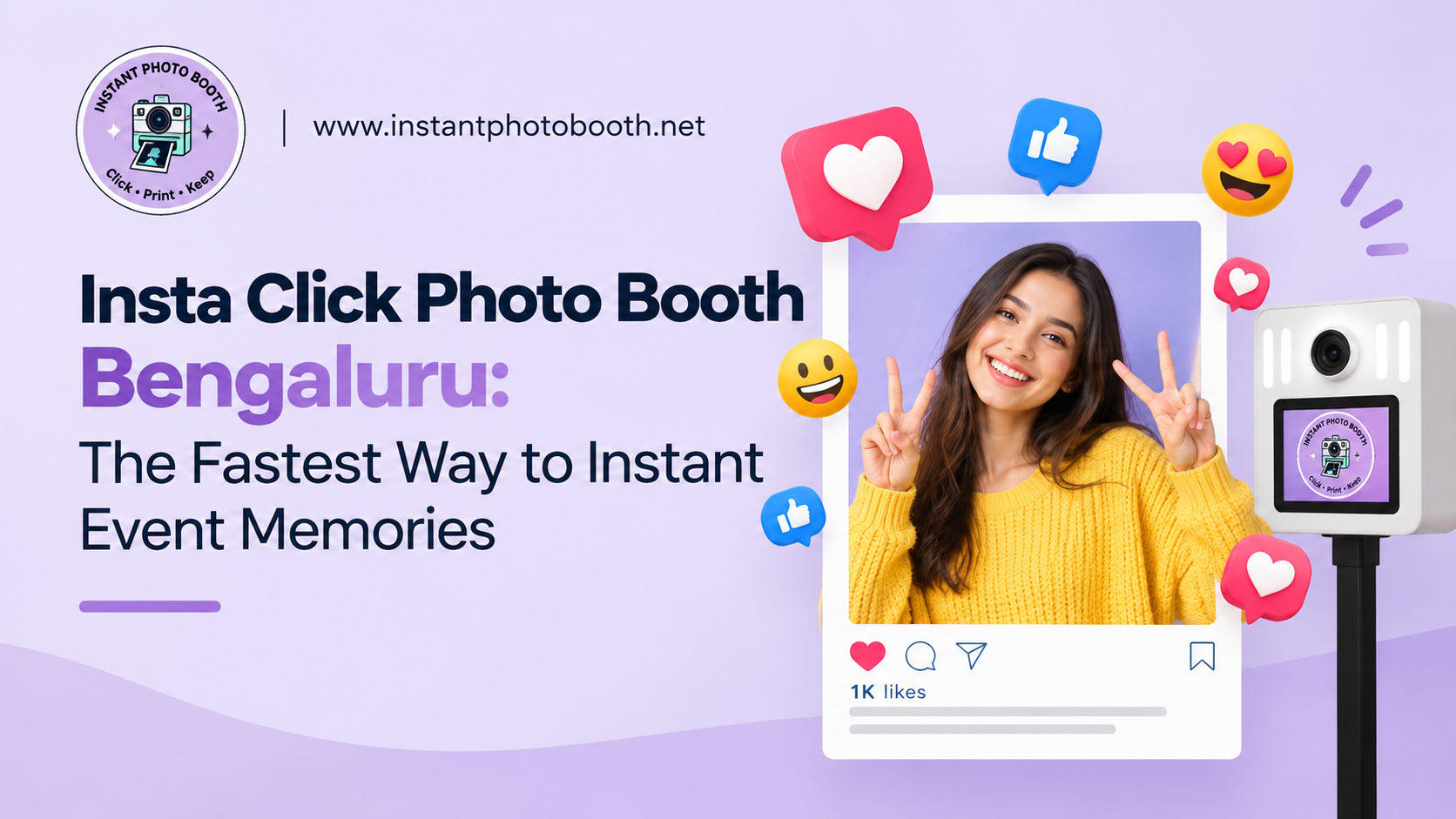 Insta Click Photo Booth Bengaluru setup at a wedding reception with guests taking instant photos